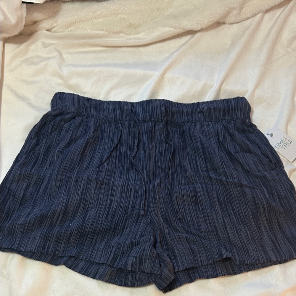 Time and Tru High Waist Striped Blue Shorts